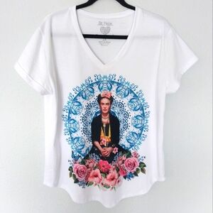 Be Frida White with Frida Kahlo Graphic Short Sleeve T-Shirt